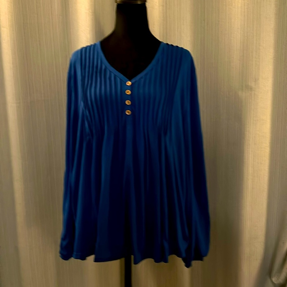 Grace Karen, royal blue long sleeves blouse. Size XL.